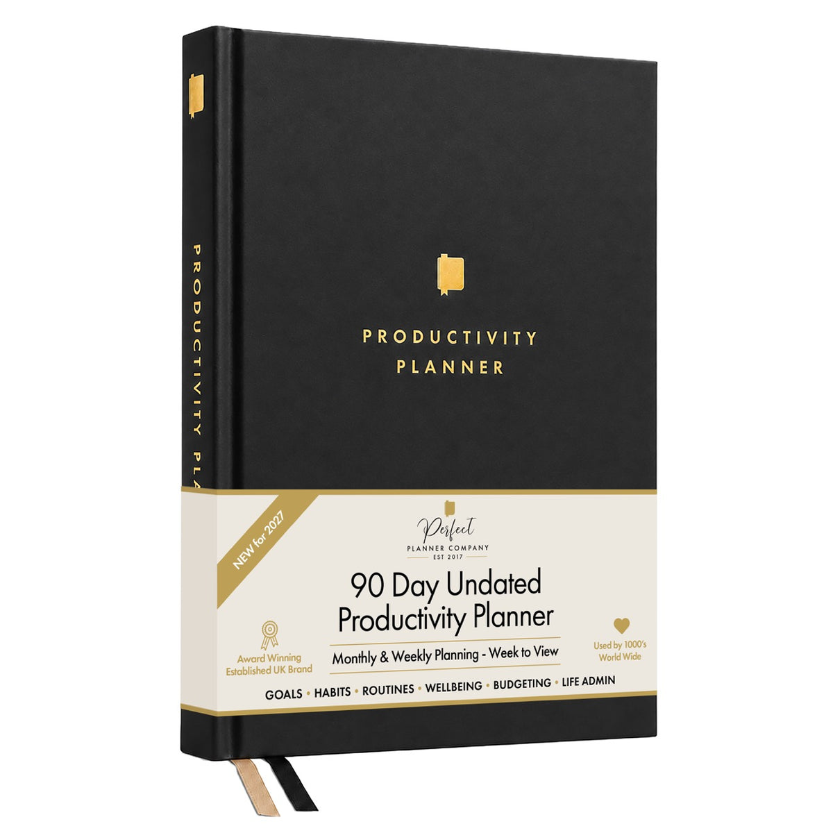 90 Day Productivity Planner - Undated - BLACK