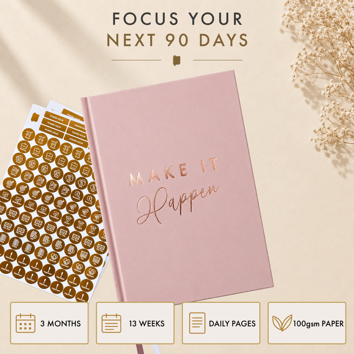 90 Day Productivity Planner - Undated - DUSKY