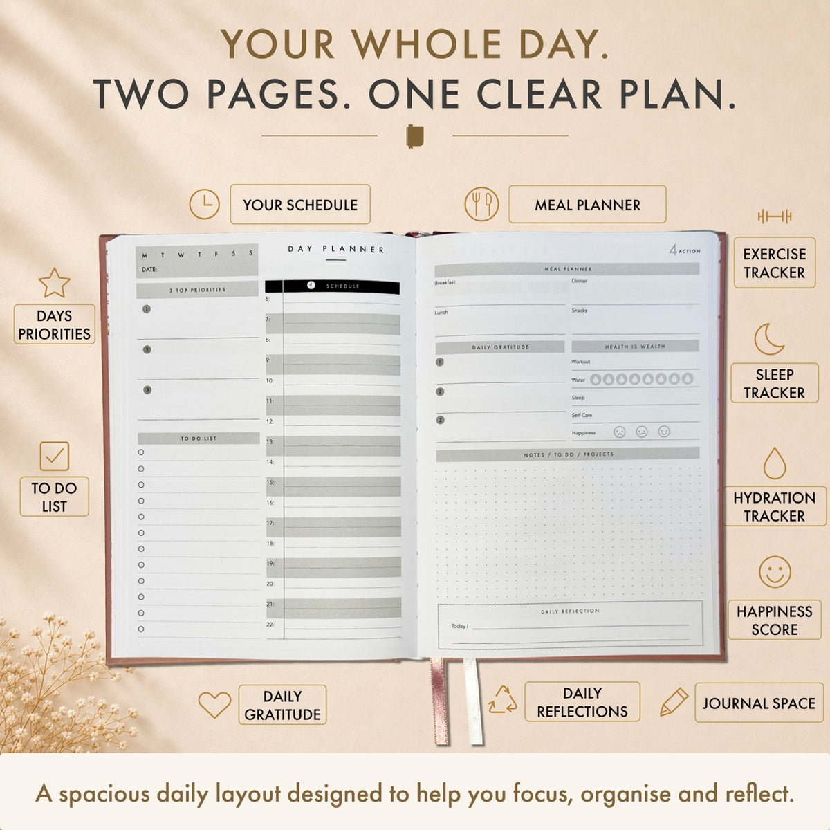 90 Day Productivity Planner - Undated - DUSKY