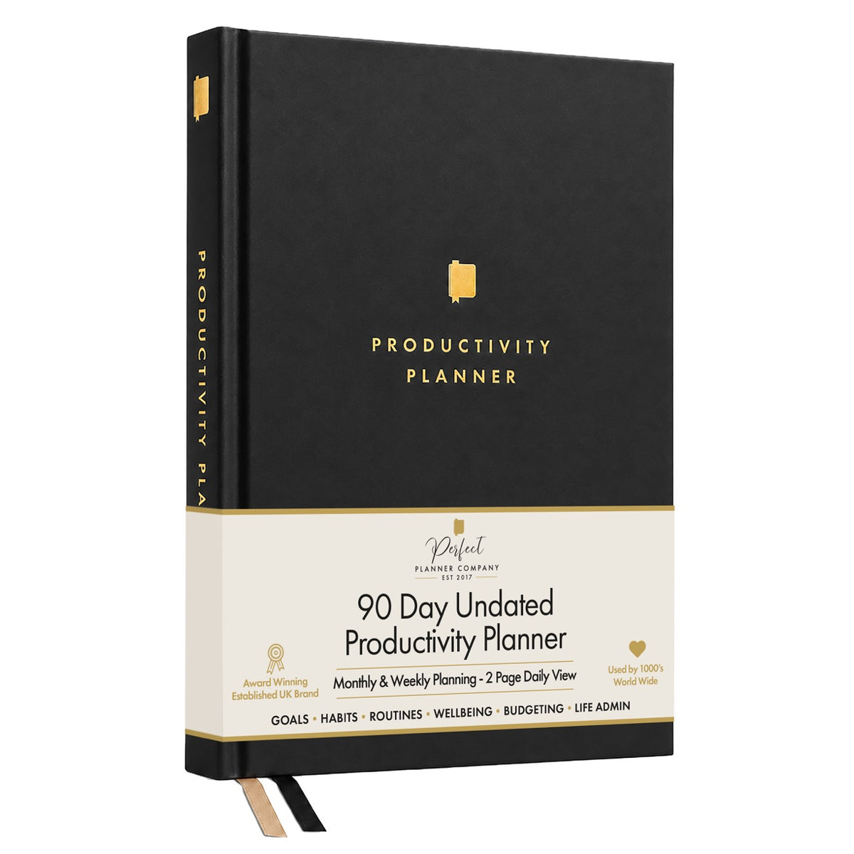 90 Day Productivity Planner - Undated - BLACK