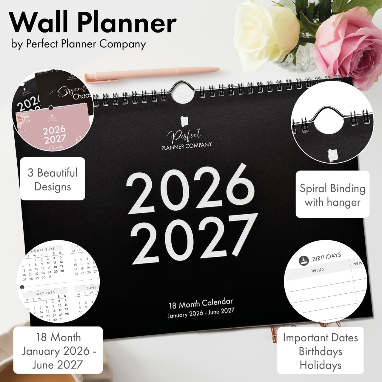 Wall Calendar 2026-2027 - Black image 3